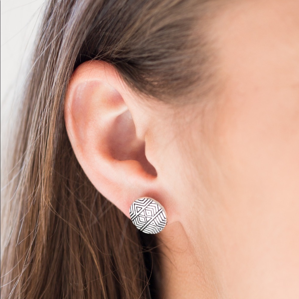 Bright As a Button silver post earrings